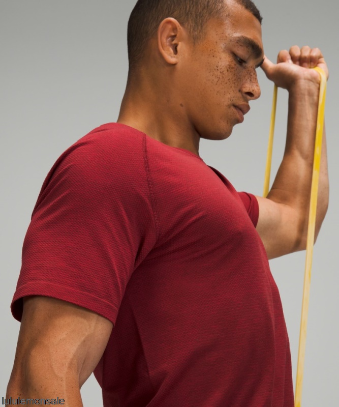 Lululemon Deutschland DELULU776 | Dunkelrot Metal Vent Tech Kurzarmshirt 20